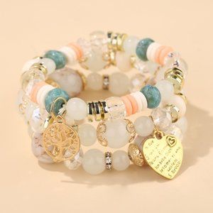 Bohemian Fashion Trendy Beaded Charm Bracelets - WHITE Mix